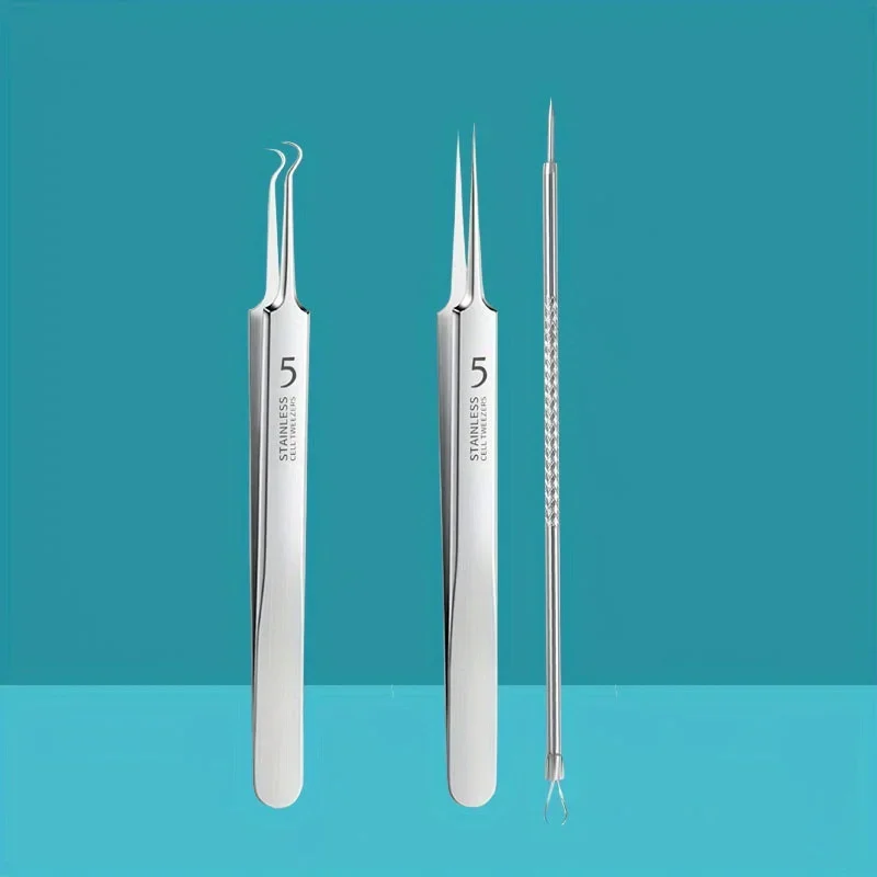 1/3/4/8-teiliges Werkzeugset zum Entfernen von Akne aus Edelstahl – Mitesser- und Pickel-Popper-Set für alle Hauttypen, parfümfrei, Beauty-Tools