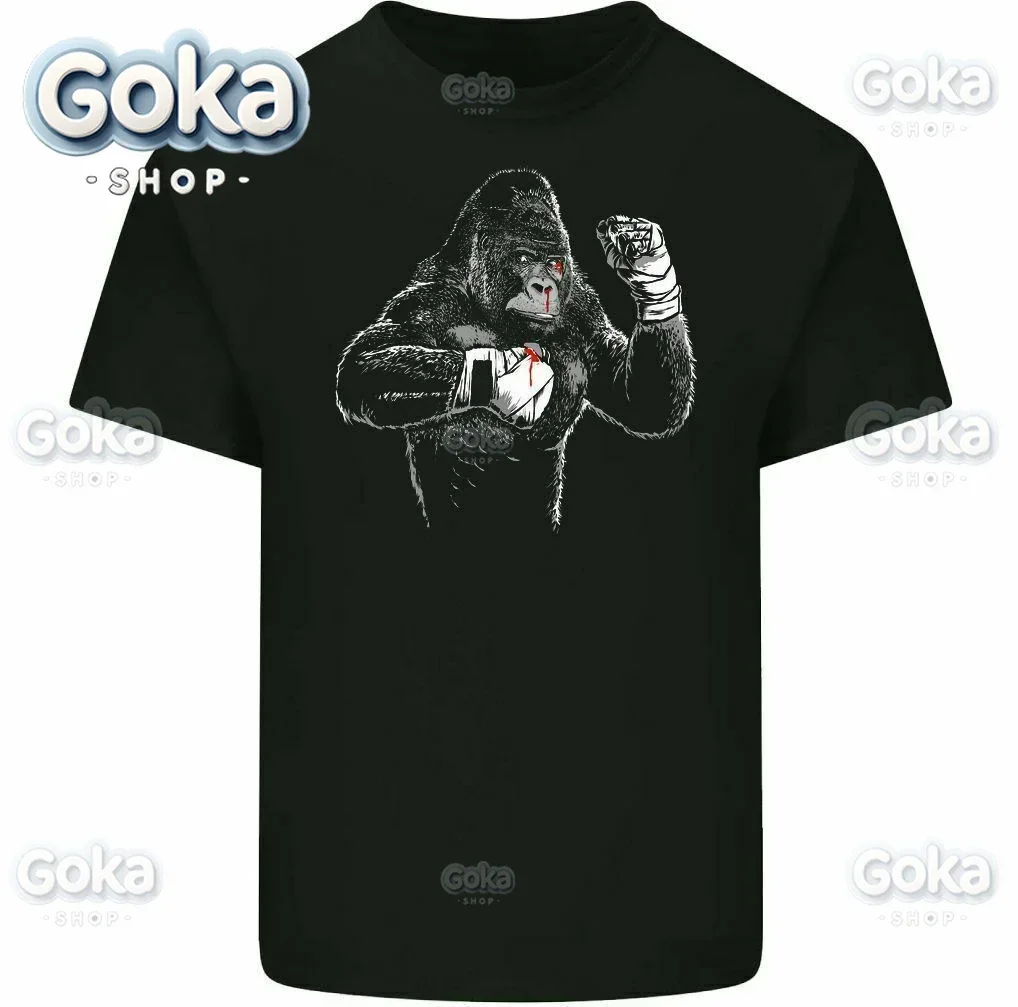 BOXING Gorilla T-SHIRT Mens Gym MMA Muay Thai Kick Boxing Training Funny Top Graphic T Shirts Cotton Printed T-shirt Cool Tshirt