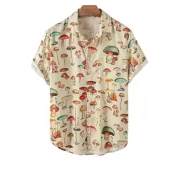 Men's Shirt Cute Mushroom Shirt Pattern Printed Summer Everyday Street Mens Lapel Tops Men T Shirts 2024 Fashion Shirts Clothing