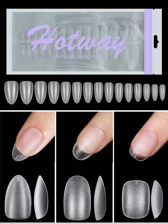 

HOTWAY 300 шт. квадратные овальные акриловые типсы в форме миндаля Т-образной формы, 15 размеров, матовый однотонный цвет, от коротко-средней длины, прочный