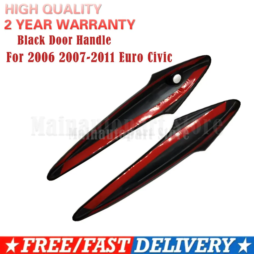 Black Door Handles With 1 key hole Door Door Handles Gloss For Civic FN2 06-11  Honda Type R MK8 FK