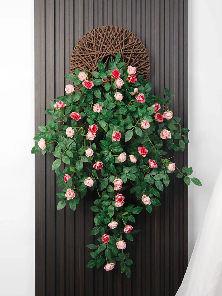 

Simulation rose fake flower vine wall hanging winding air conditioner water pipe blocking decoration ceiling plastic plant