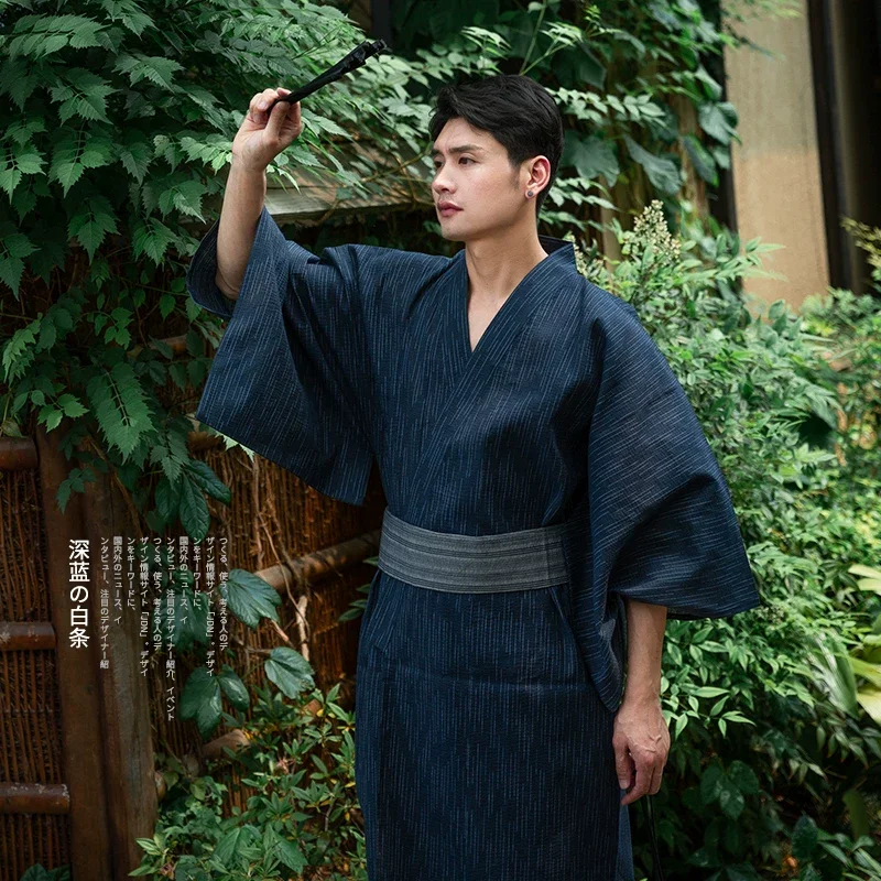 

Men's Japanese Yukata Robe, Traditional Summer & Fall Kimono Bathrobe, Breathable Lightweight Loungewear