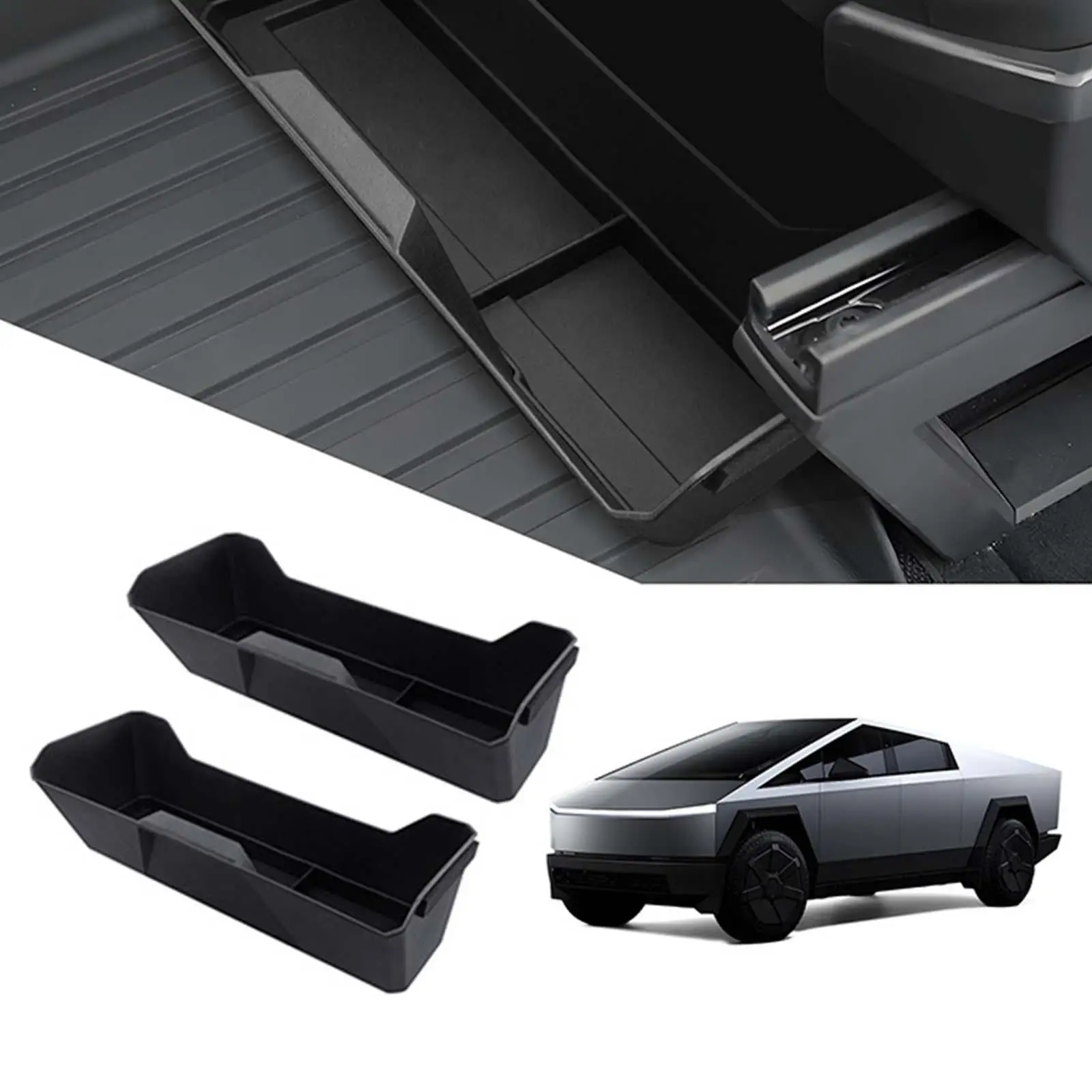 

2 Pieces Car Under Seat Storage Box Large Capacity for Tesla Cybertruck