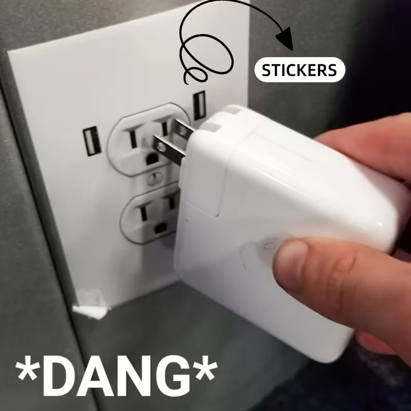 3/10pcs Funny Fake Power Outlet Stickers – Perfect for Office Pranks Jokes;Realistic Wall Decals for Office Pranks Unique Decor