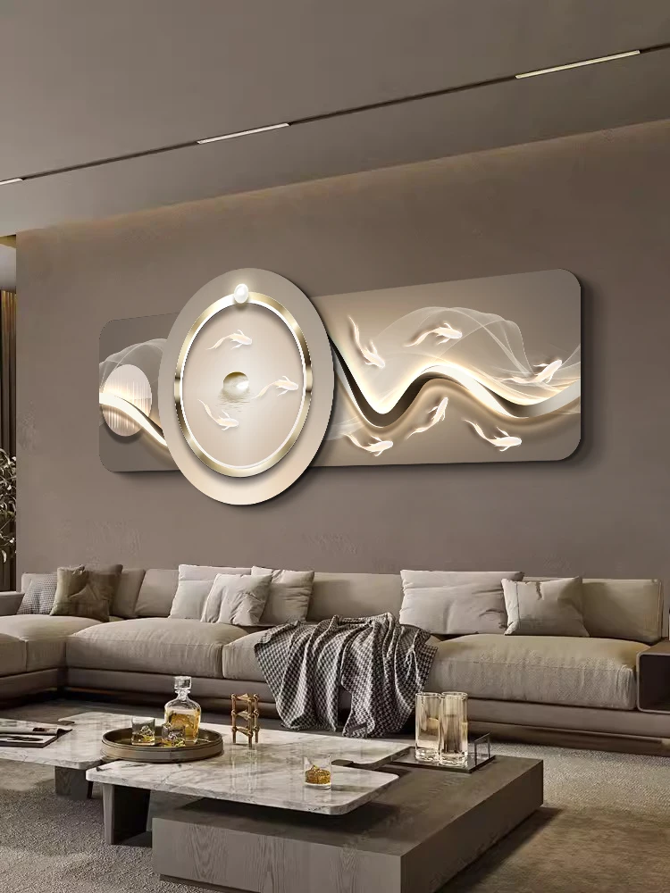 Carved nine fish light luxury living room decorative painting modern superimposed sofa background wall hanging painting