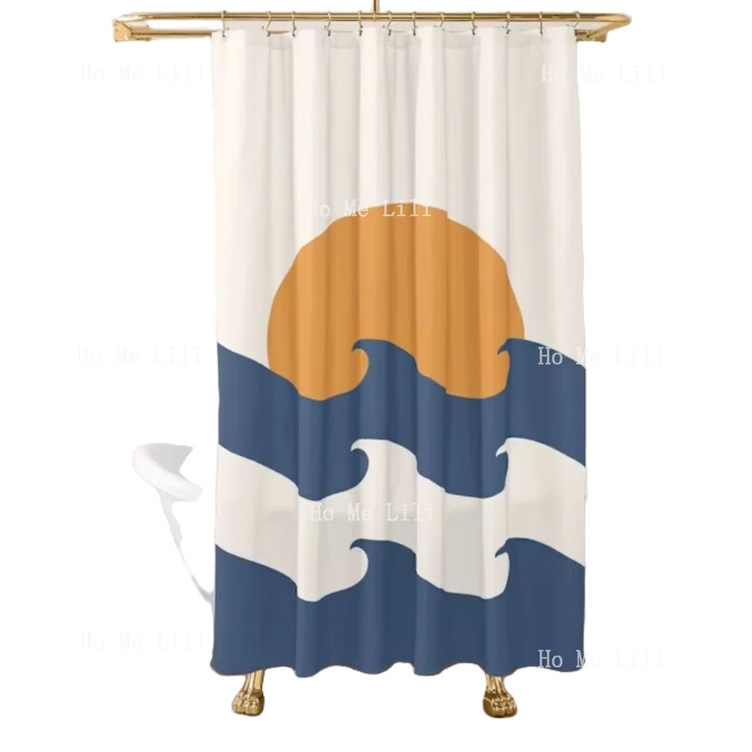 Coastal Mid-Century Abstract Coastal Decor Summer Trendy Shower Curtain