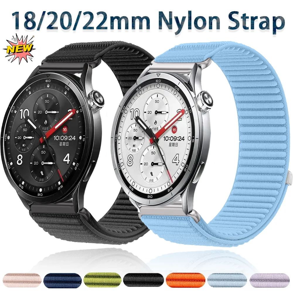 Bracelet en nylon sport 18mm 20mm 22mm pour Xiaomi Watch S5 5 S4 41mm S3-2, bracelet pour OPPO Watch X3 X2 2 4 Pro, bracelet Oneplus Lite 3 2R
