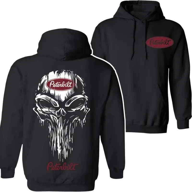 Peterbilt Skull Hoodie Grunge Graphic Design Trucking Culture Hoodie Graphic Cotton High-end Luxury Unisex Style
