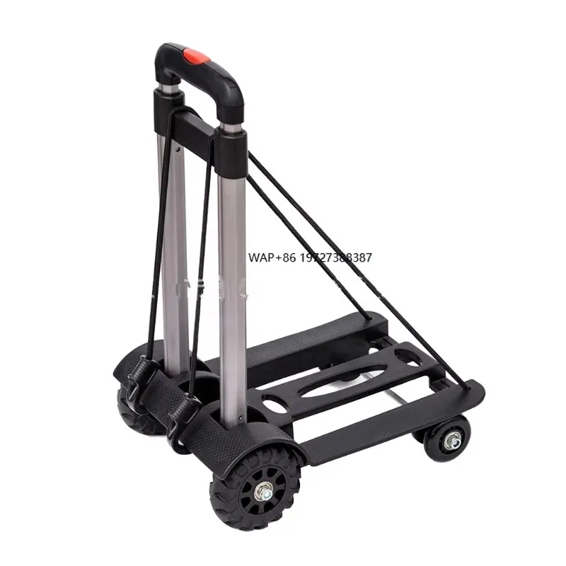 Folding Hand Truck, Aluminium Alloy 4-Wheels Compact Lightweight Utility Cart for Moving Airport Travel Shopping and Office Use