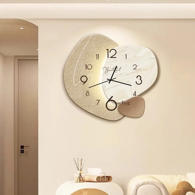

Warm time wall clock living room light luxury fashion simple modern decoration clock wall quartz Internet celebrity restaurant w