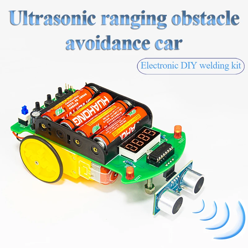 DIY Ultrasonic Range-finding Obstacle Avoidance Car Kit Microcontroller Programming Intelligent Car Welding Assembly