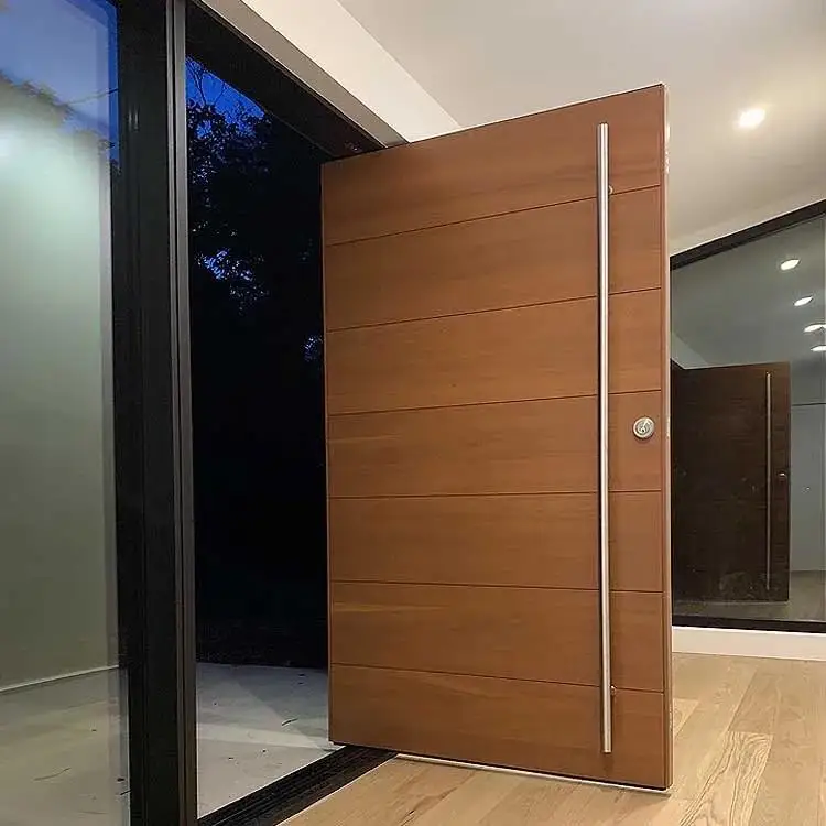 Household Wood Grain Color Corrosion Resistant Revolving Door Matte Polishing Hurricane Resistant Design Manual Pivot Doors