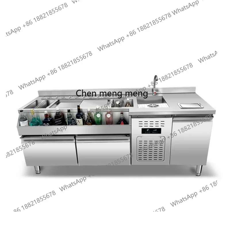 E132 Bar Stainless Steel Bartending Counter Water Bar KTV Freezer Refrigerated Display Freezer