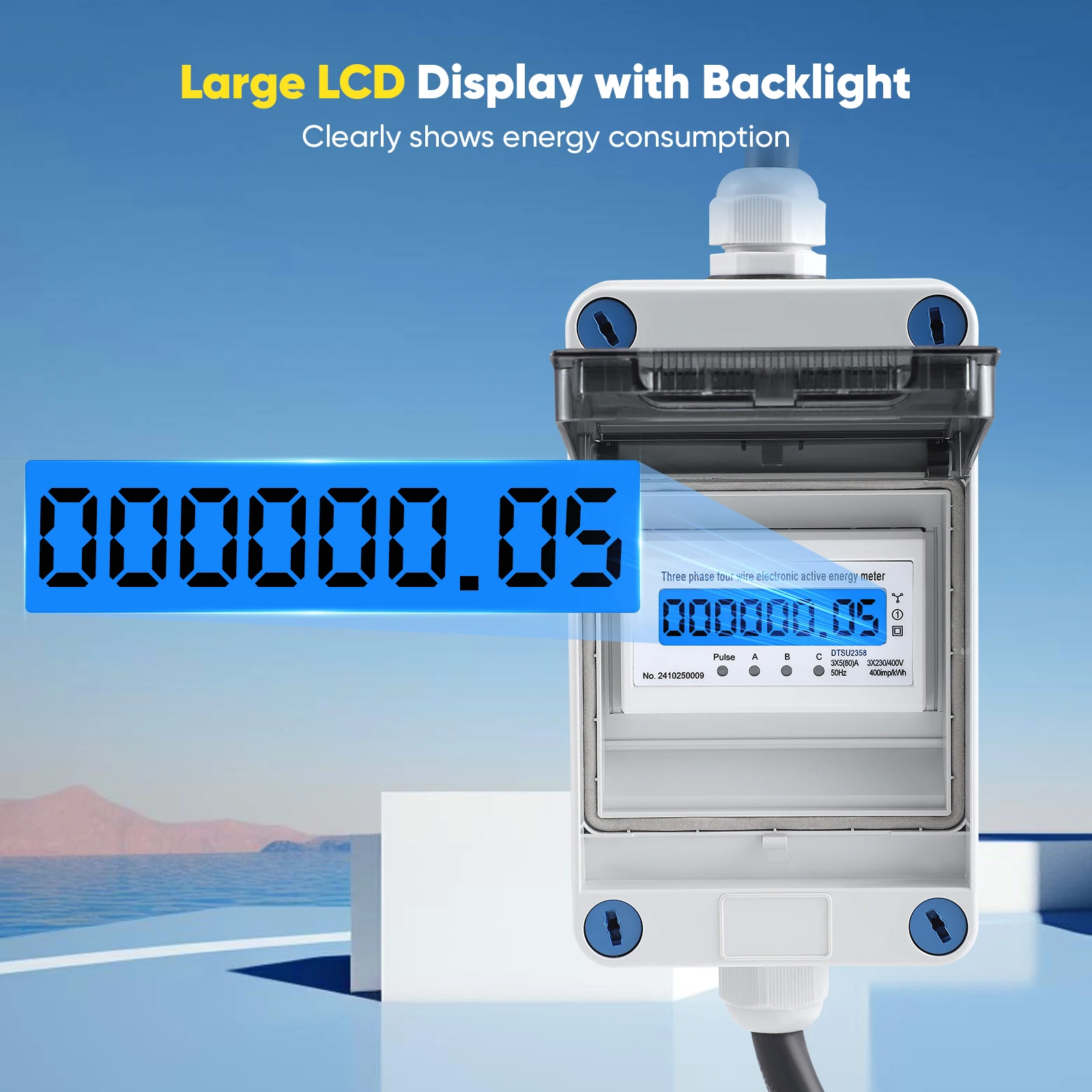 عداد الكهرباء الرقمي المحمول 440 فولت، عداد الهاتف المحمول Cee 16 A خارجي كيلووات ساعة متر IP44 مقاوم للماء المكونات الصناعية LED مقياس الطاقة #2
