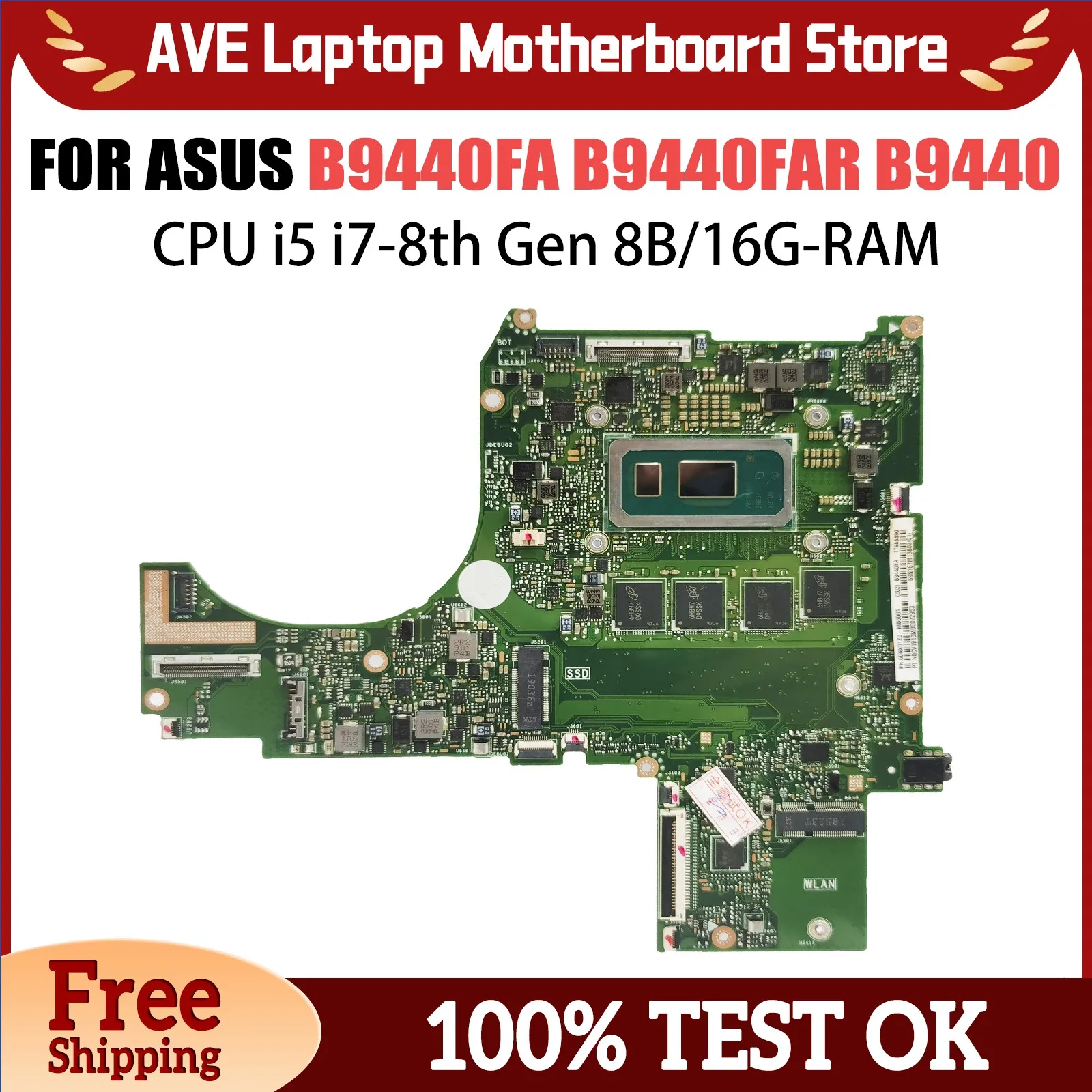 B9440 Mainboard Für ASUS B9440FAV B9440FA B9440FAR B9440FAM B9440UA Laptop Motherboard mit I5 I7 8th Gen CPU 8GB 16GB RAM