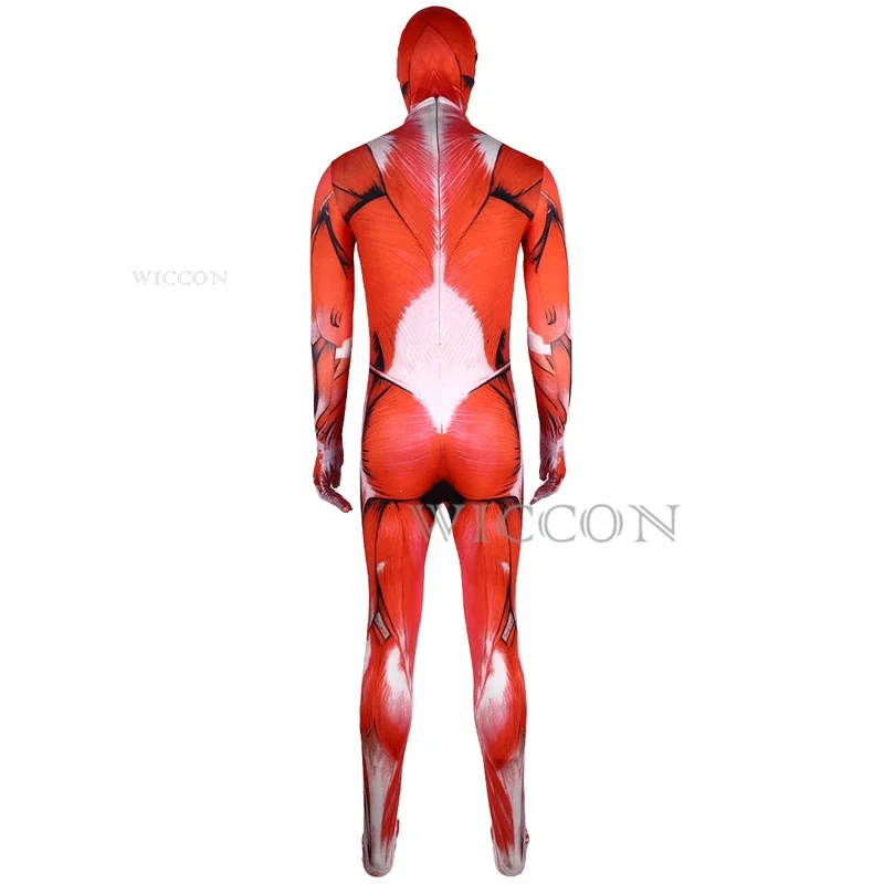 Mięśnie mężczyźni Titan Cosplay impreza z okazji Halloween dorośli kombinezon Cosplay kostium pełny kombinezon Zentai body mężczyźni umięśniony obcisły garnitur