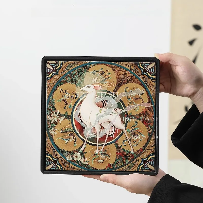 1pc Chinese Dunhuang Water Absorbing Tea Tray Square Ceramic Dry Foam Table Household Tea Set Tray Small Tea Tray Teaware