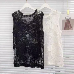 100% cotton embroidery guipure garment white woman lady crochet vest available other color customize sell by a piece