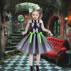 White Black Girls Clown Costume Tutu Dress for Halloween Party Dresses Kids Movie Cosplay Costume Baby Tulle Dress Fancy Dress