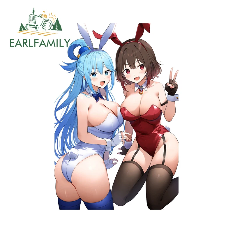 

EARLFAMILY 13cm x 8.7cm Aqua Megumin Ahegao Stickers NSFW Uniforms Chest Hentai Bunny Booty Decals Waterproof Car Accessories