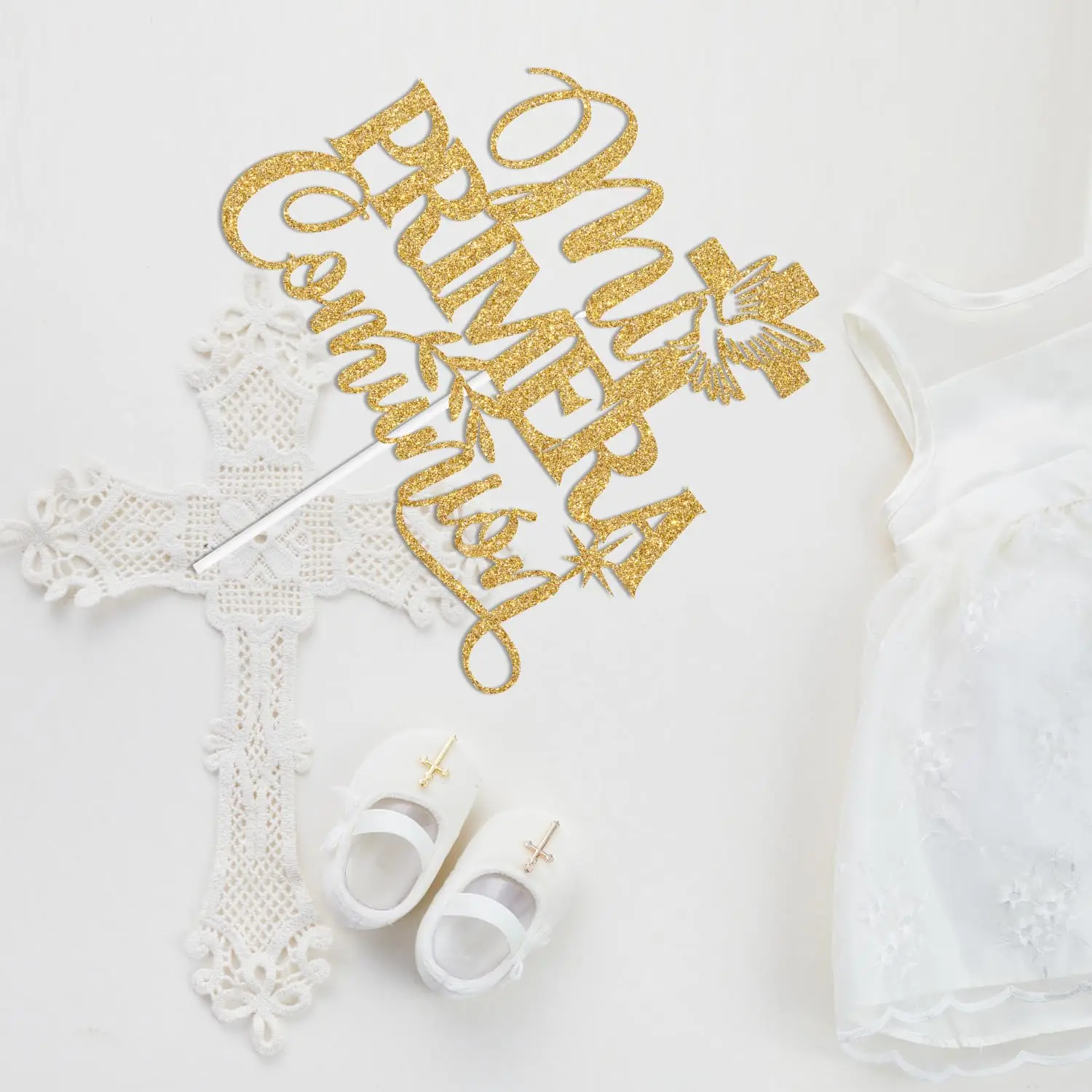 قطعة واحدة من قطعة كعكة الصليب الذهبية من My First Communion (النسخة الإسبانية) لتزيين كعكة عيد ميلاد الله