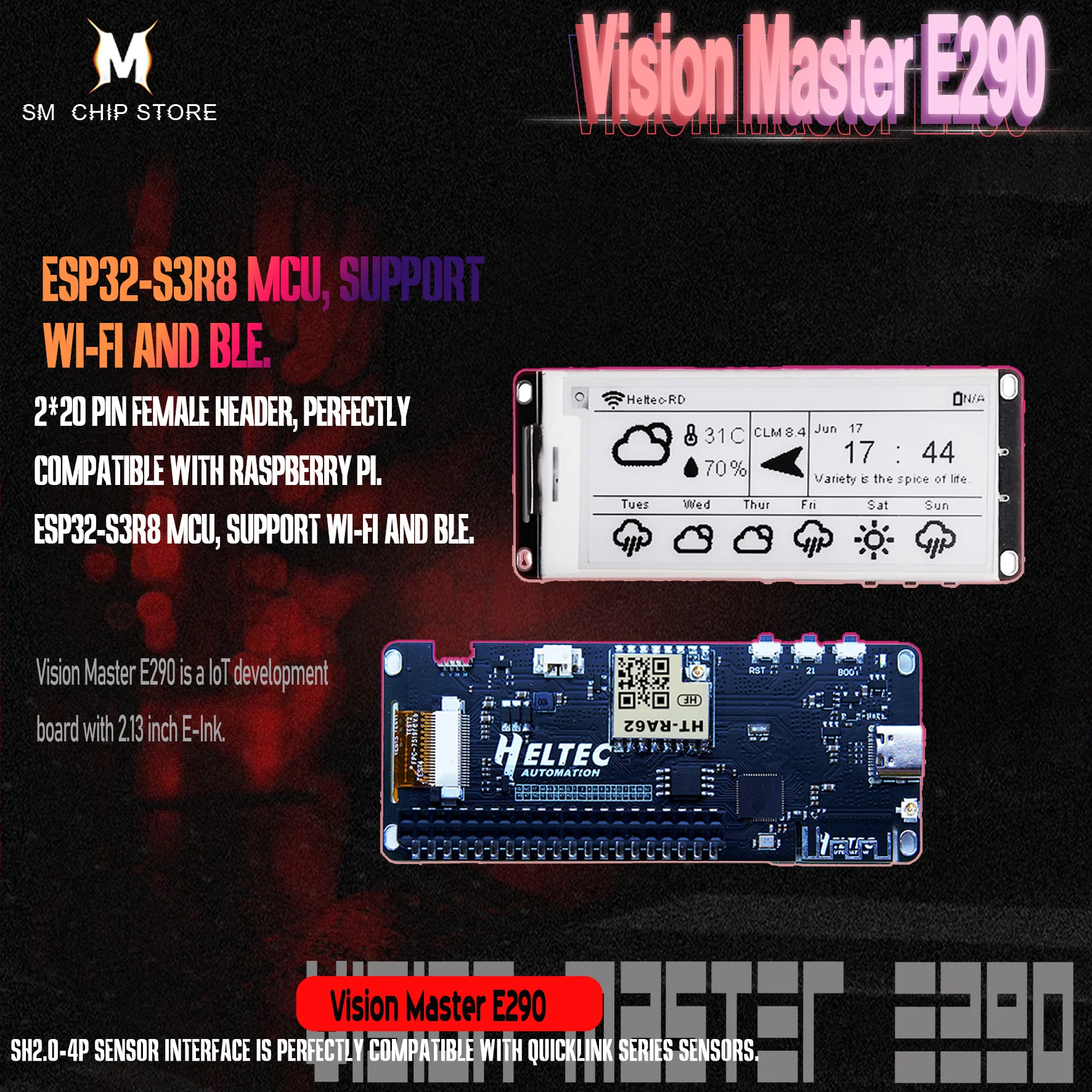 Heltec Meshtastic Pantalla de tinta electrónica de 2,9 pulgadas con ESP32 y LoRa, etiqueta de precio SX1262 inteligente, WiFi BLE, Arduino