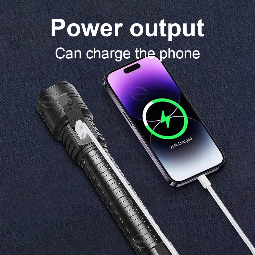 Paweinuo Ultra Powerful Flashlight 10000Mah Battery High Power Led Torch Rechargeable Laser Pointer Zoom Led Work Light Lantern - view 4