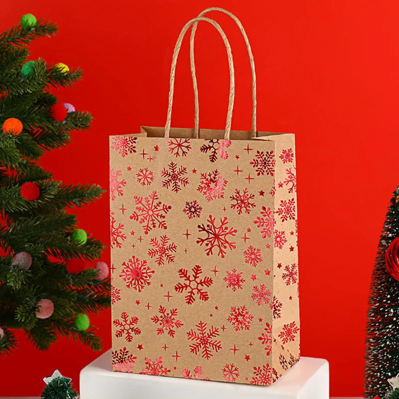 موضة عيد الميلاد ندفة الثلج ورقة حقيبة يد السنة الجديدة الزفاف هدية التسوق طقم مجوهرات أكياس 15x8x21 سنتيمتر كرافت أكياس الورق 48 قطعة/الوحدة