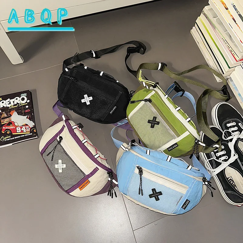 ABQP New Waist Bag Luxury Brand Color Fashion Boy Waist Bag Nylon Large Capacity High Quality Casual Boy Messenger Bag