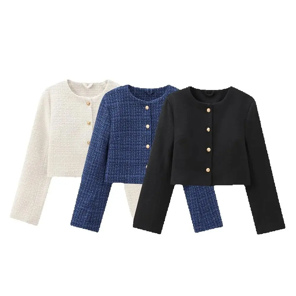 

Новое женское модное однобортное бархатное короткое пальто в европейском и американском стиле с круглым вырезом