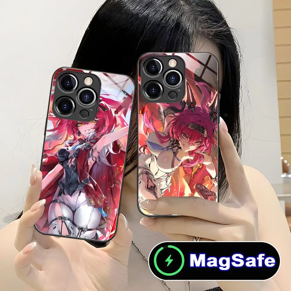 

Wuthering Waves Lupa Phone Case for iPhone 16 15 14 13 12 11 Pro Max Plus Mini MagSafe Glass Colour Protective Luxury Cellphones