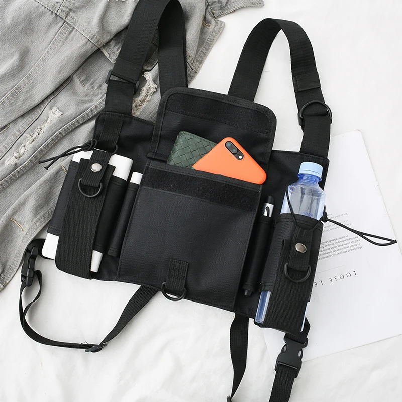 Waist Pack Nylon Adjustable Vest Hip Hop Streetwear Functional Tactical Chest Rig Bag Kanye West Chest Bag unisex Vest Backpack