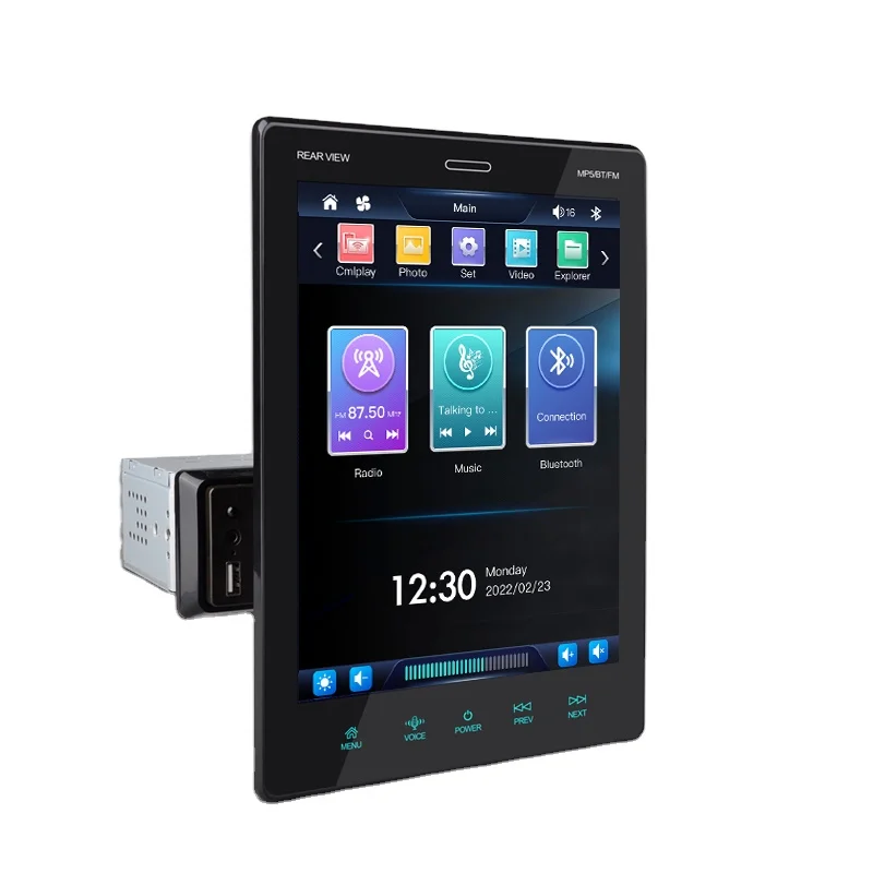 

0911HOT 9,5-дюймовый автомобильный MP5-плеер с сенсорным экраном IPS, 1 Din, поворотный мультимедийный стерео, умный BT Voice HD, кино, FM-автомобильный радиоприемник, 12 В, усилитель