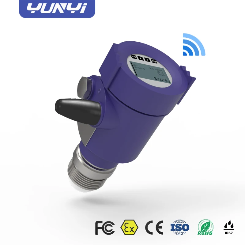 Yunyi Small Lens Threaded 80GHz Wireless Radar Level Sensor LCD LPG Tank ATEX Certified for Fuel Level Measurement