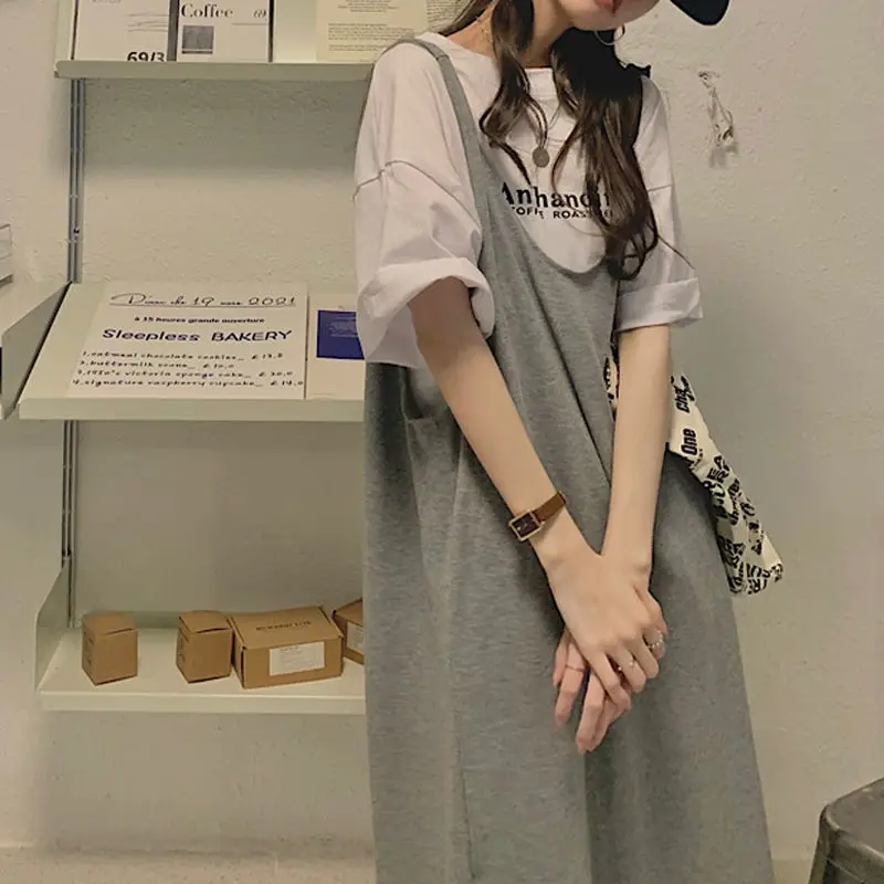 플러스 사이즈 여름 패션 세트 루즈핏 티셔츠와 드레스 앙상블 여성용 헤비 MM 300파운드 투피스 세트 와이드 레그 팬츠