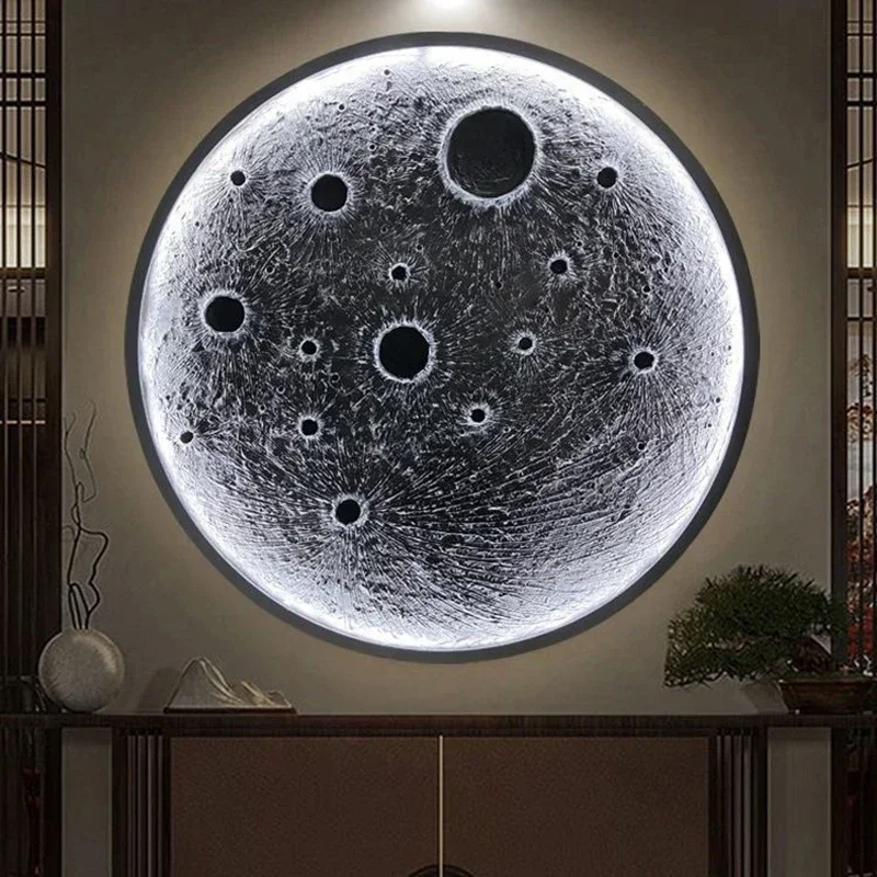 Imagem -03 - Modern 3d Lua Crater Led Lâmpada de Parede Sala Fundo Home Decor Quarto Luzes de Cabeceira Loft Bar Sconce Luminaria