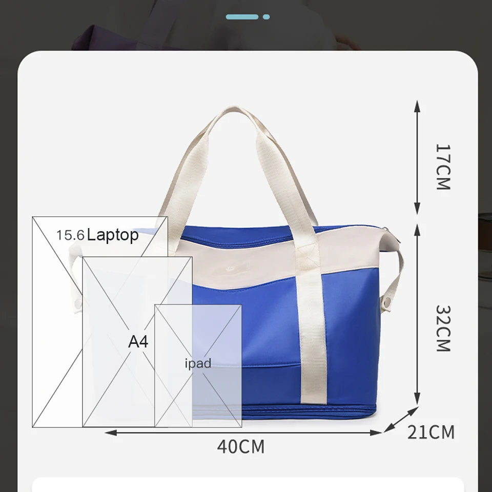 Bolsa de viaje de estilo coreano, bolsa de gimnasio de gran capacidad, se puede ampliar, bolsa de equipaje impermeable, ligera