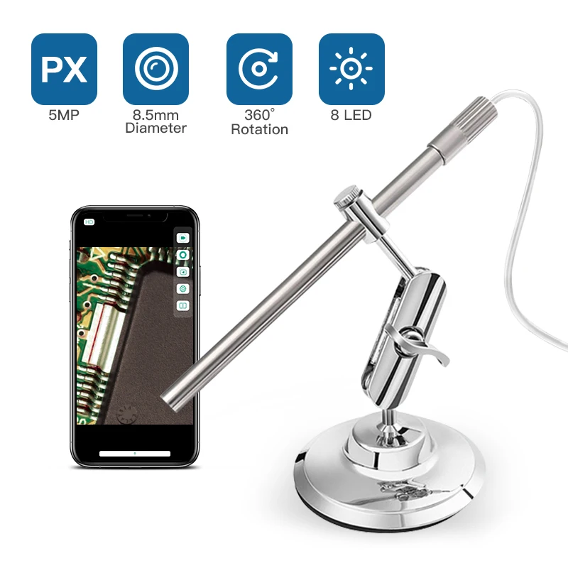 

5MP 8.5mm 220X USB Digital Microscope For Android ISO Smart Phone OTG USB Endoscope CMOS Borescope Inspection Otoscope Camera