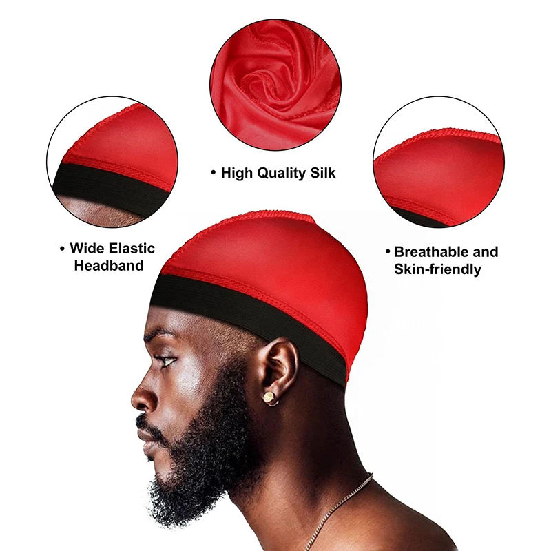 Gorro de ondas sedosas Unisex, gorro de cúpula elástica, Bandanas para exteriores, cubierta de cabeza para dormir por la noche, contra el cáncer,