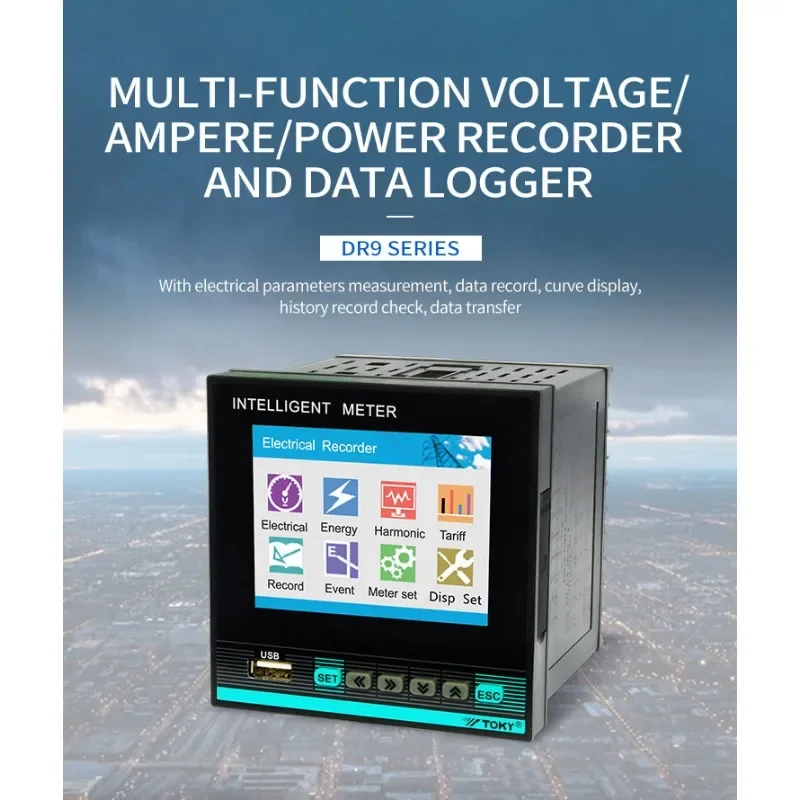 LCD Display Intelligent High Precision Multi-function 3 Phase Recorder Power Meter With RS485