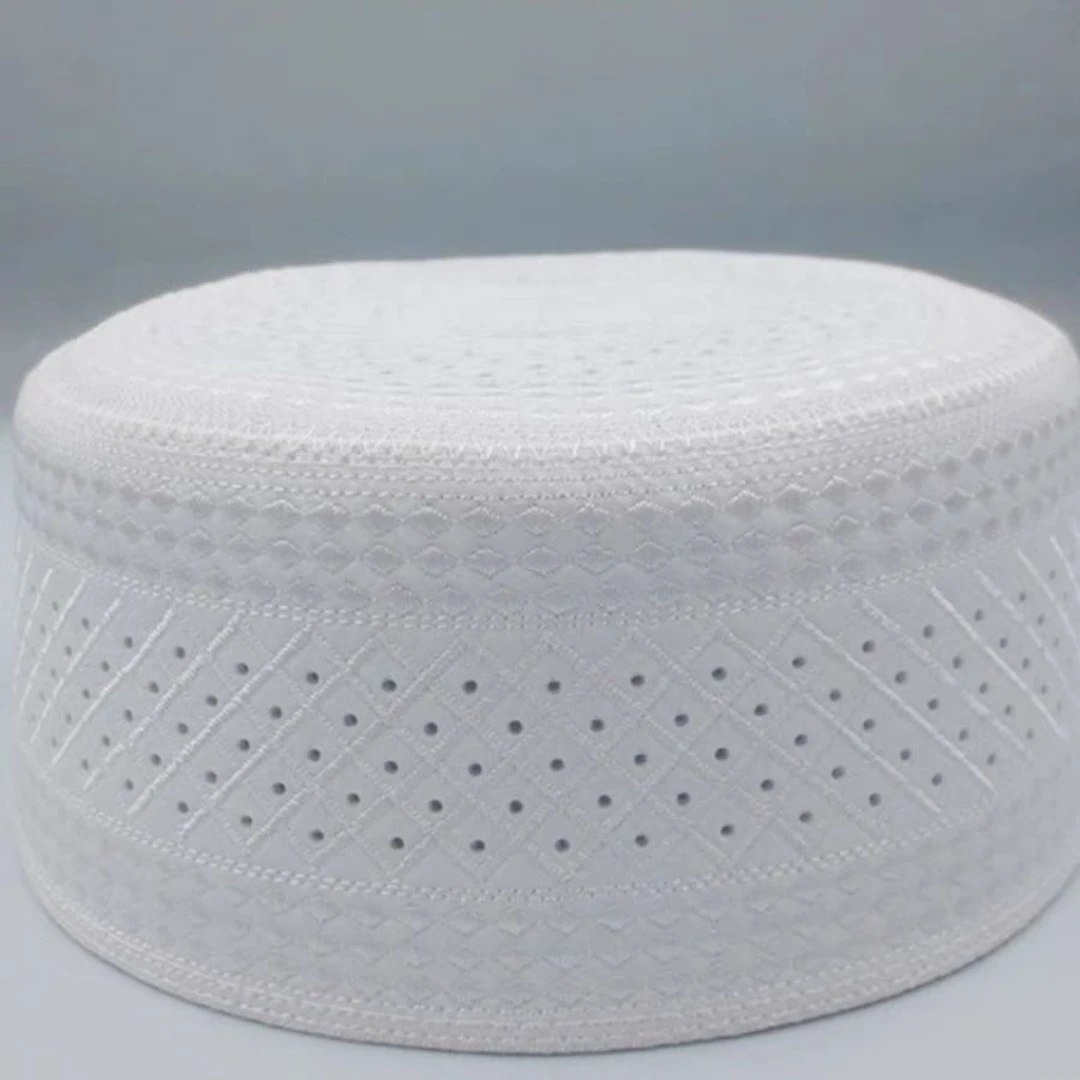 Moslim Caps Voor Mannen Kleding Belastingproducten Kalkoen Gratis Verzending Gebed Mesh Joodse Hoed Kippa Islamian Kufi Topi White 03274