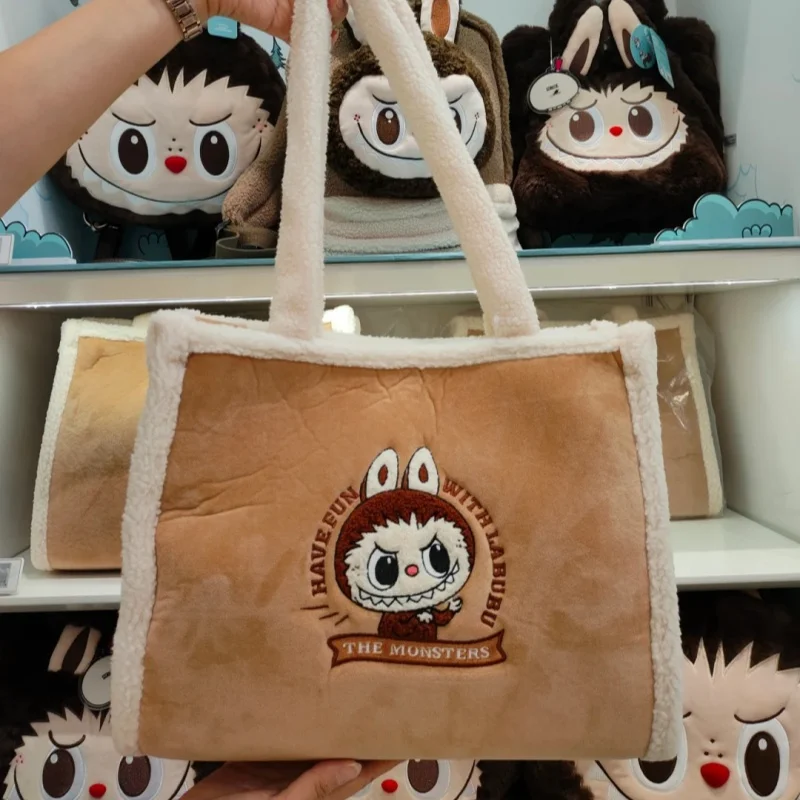 Labubu Plush Tote Cartoon Winter Classics Series Bag Tote Bag Brown Lovely Trend Around Be All-Match Surprise Christmas Gift