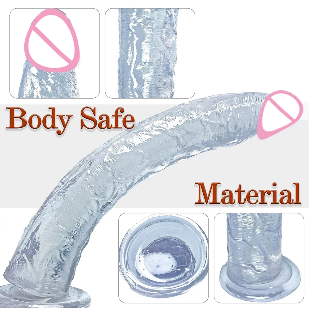 Realistic Large Dildo transparent Jelly Huge Penis with Suction Cup Penetration Vagina Anal Fake Dick Sex Toys for Women Men