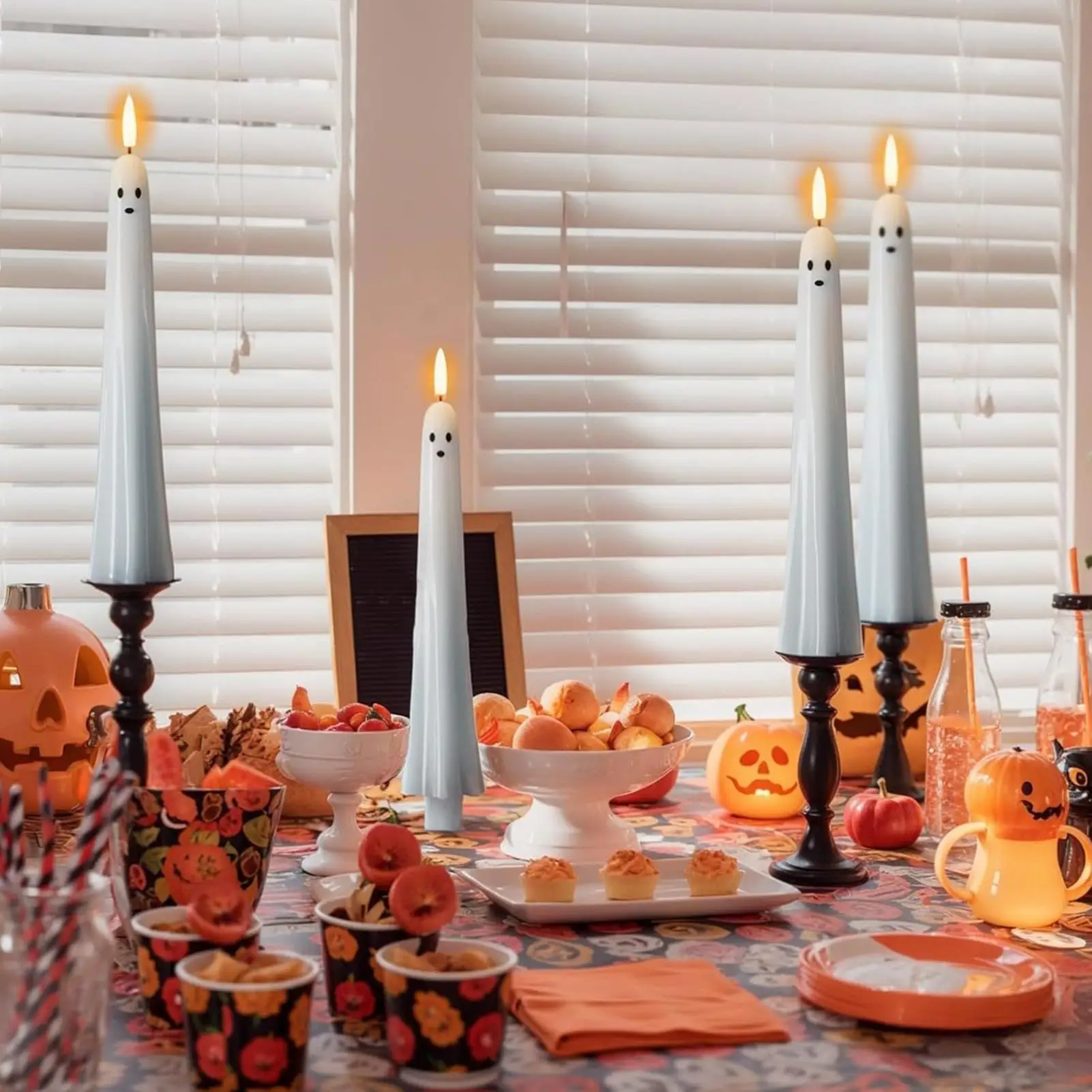 

Хэллоуин Призрак Батарея Конические Свечи Поддельные Свечи Светодиодные Подсвечники Хэллоуин Украшения для Камина Крытый Открытый Стол Dec