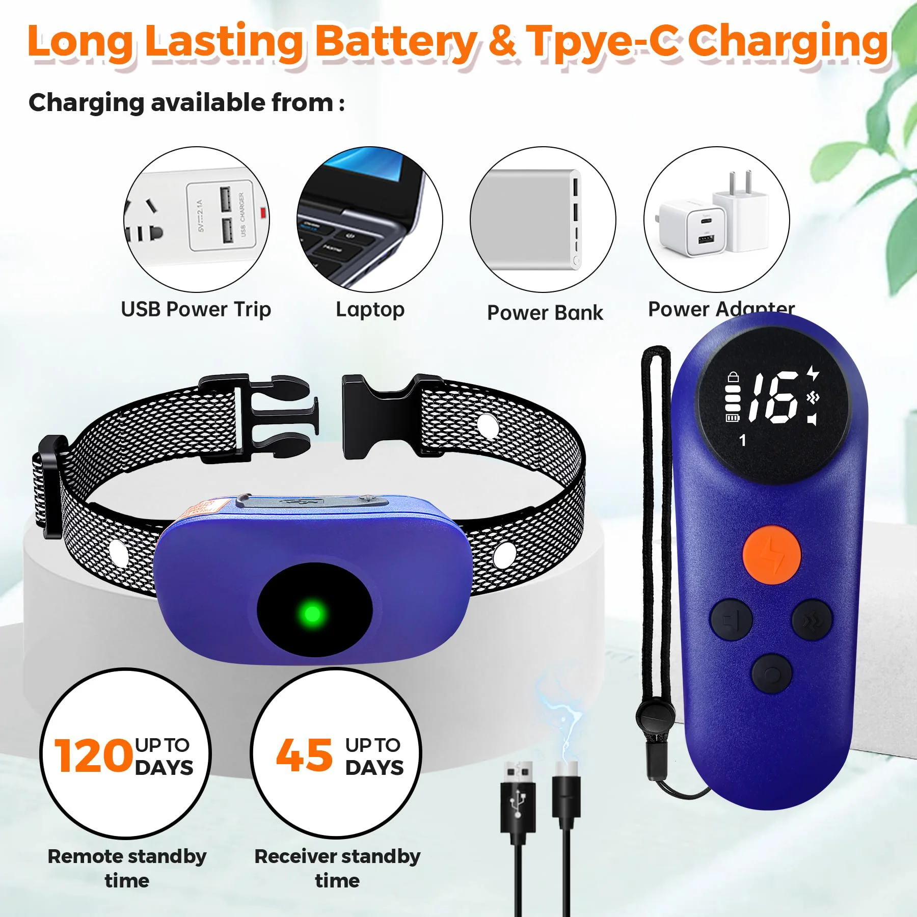 

Smart Dog Shock Collar with Remote Control - 1640FT Dog Training Collar IP67 Waterproof Electric Collar with 3 Training Modes