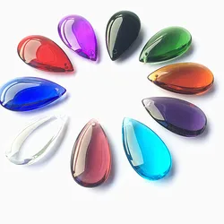 Hot Selling 38mm Glass Smooth Waterdrop Multicolor Stone Wedding Party/ Garden Hanging Decoration For Chandelier Curtain Pendant