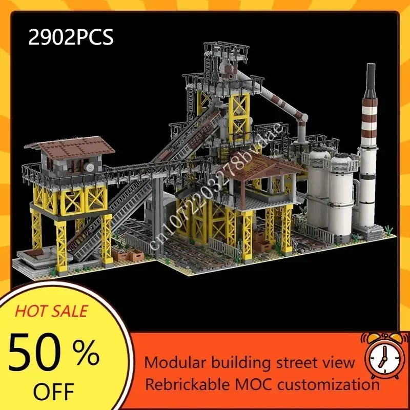 2902PCS Blast Furnace Modular MOC Custom Street View Architecture Puzzle Creative DIY Assembly Model Educational Toy Gift