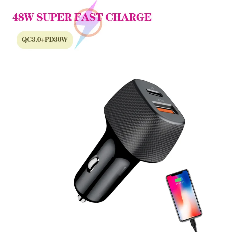 

38W48W58W Car Charger 2 Ports Car Charger Fast Charging QC3.0 PD20W PD30WCar Cigarette Lighter Flash Charge For phones