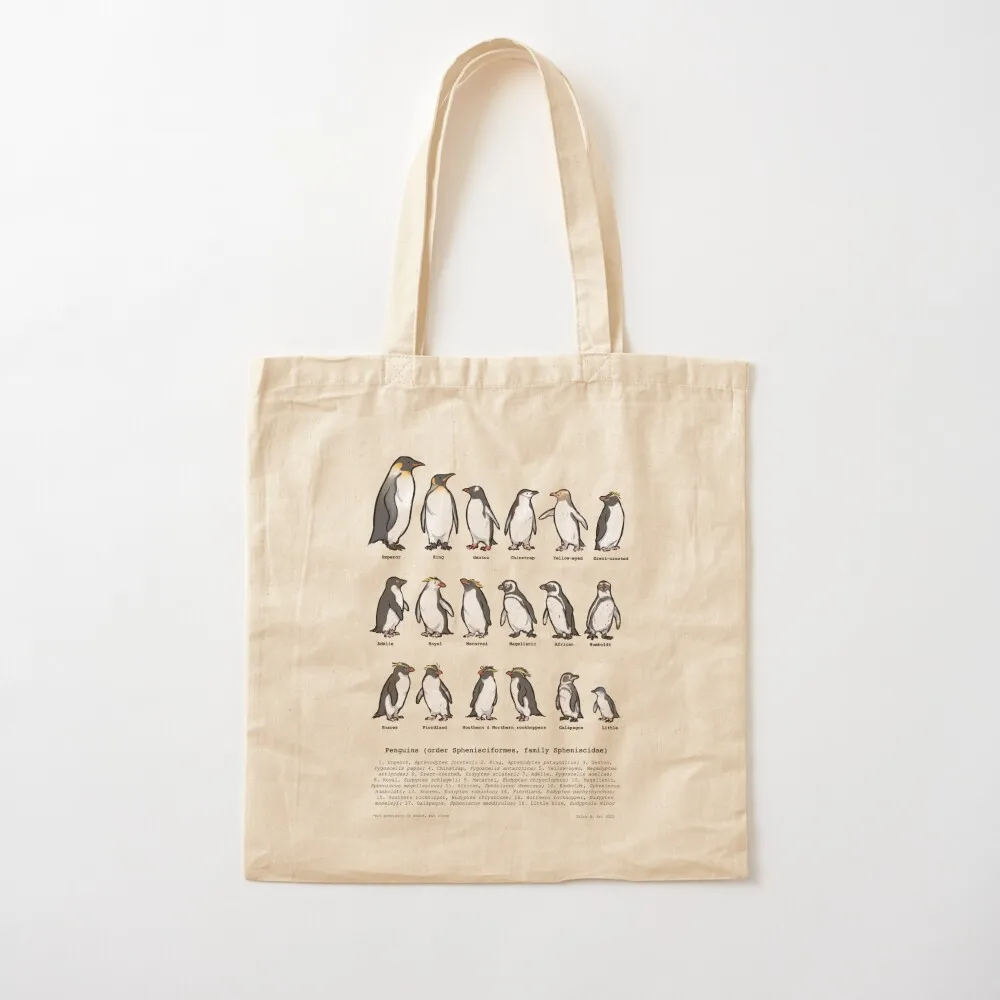 Penguin Species Tote Bag Customizable tote bag Handbags women Fabric bag female